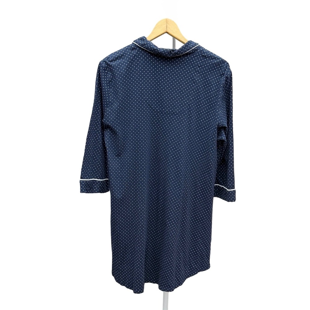 Ralph Lauren Polka Dot 100% Cotton Sleep Shirt Large Nightgown Navy Soft Lounge - Picture 7 of 9